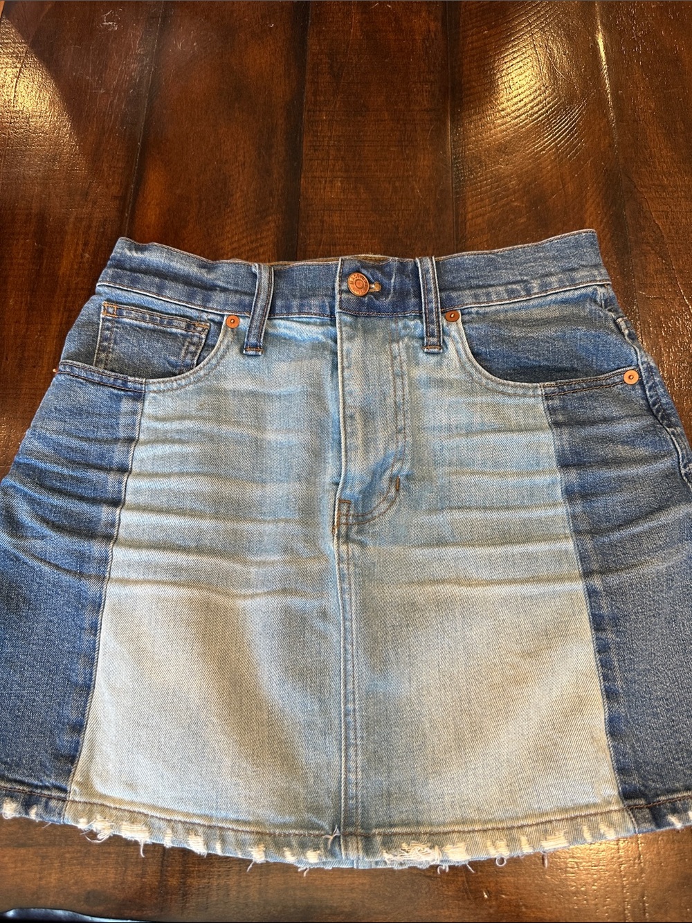 Madewell Two-Tone Light and Dark Blue Denim Mini Skirt